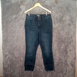 Good American Good Waist Crop Raw Hem Blue Womens Jeans Size 15